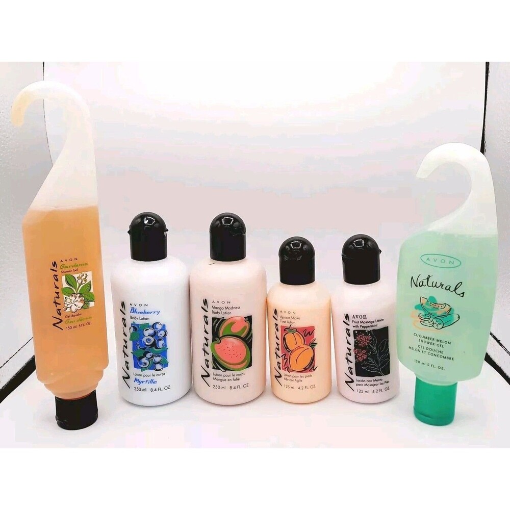 Lot 6 Avon NATURALS Blueberry Mango Lotion/Cucumber Gardenia Shower Gel/Foot NEW